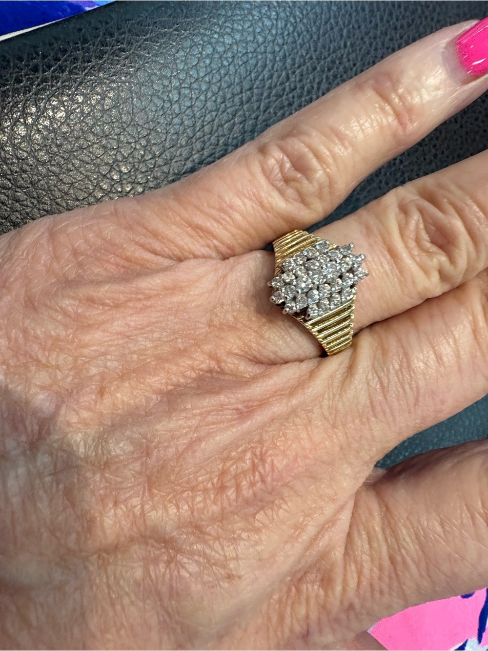 Gold Cluster Diamond Ring - Elegant Women's Jewelry $565